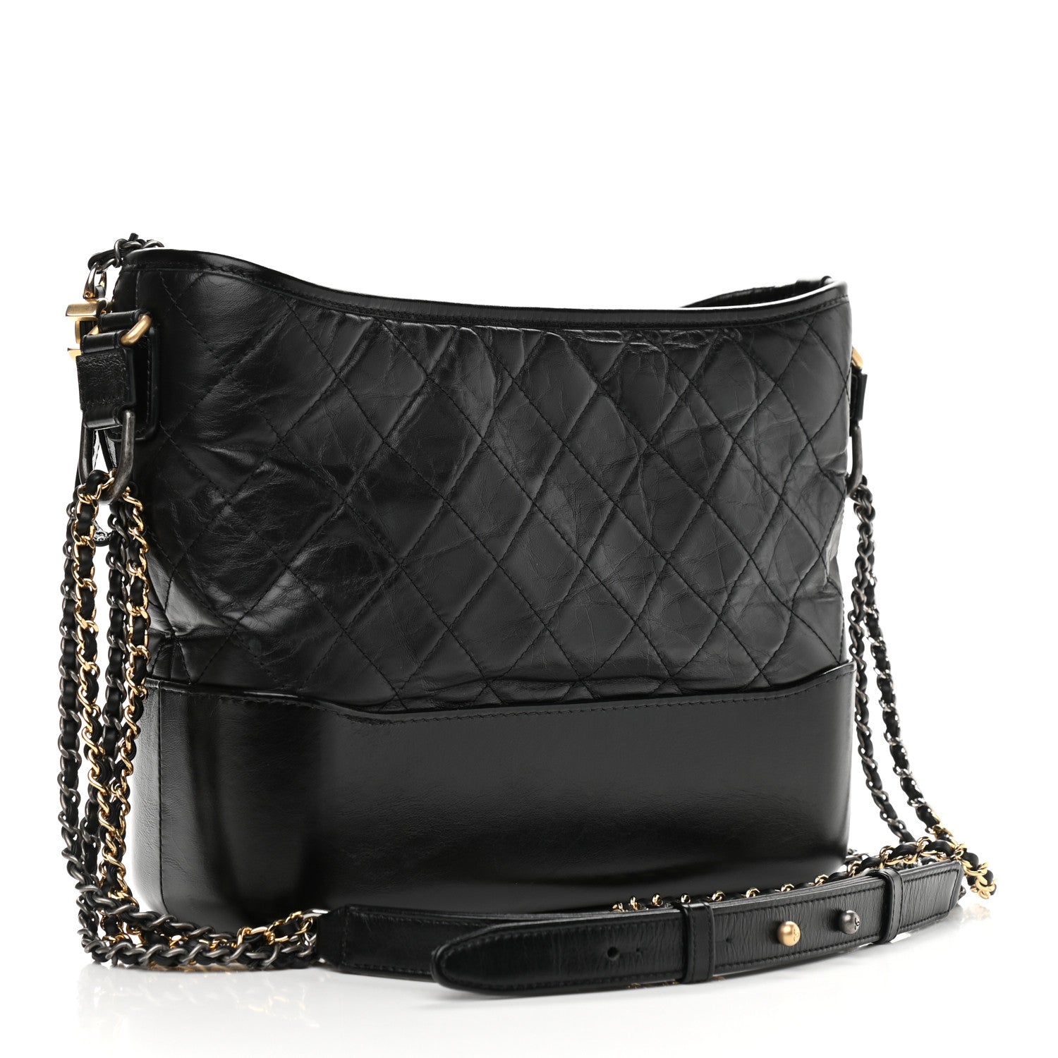 Chanel Aged Calfskin Quilted Medium Gabrielle Hobo Black 3 of 9