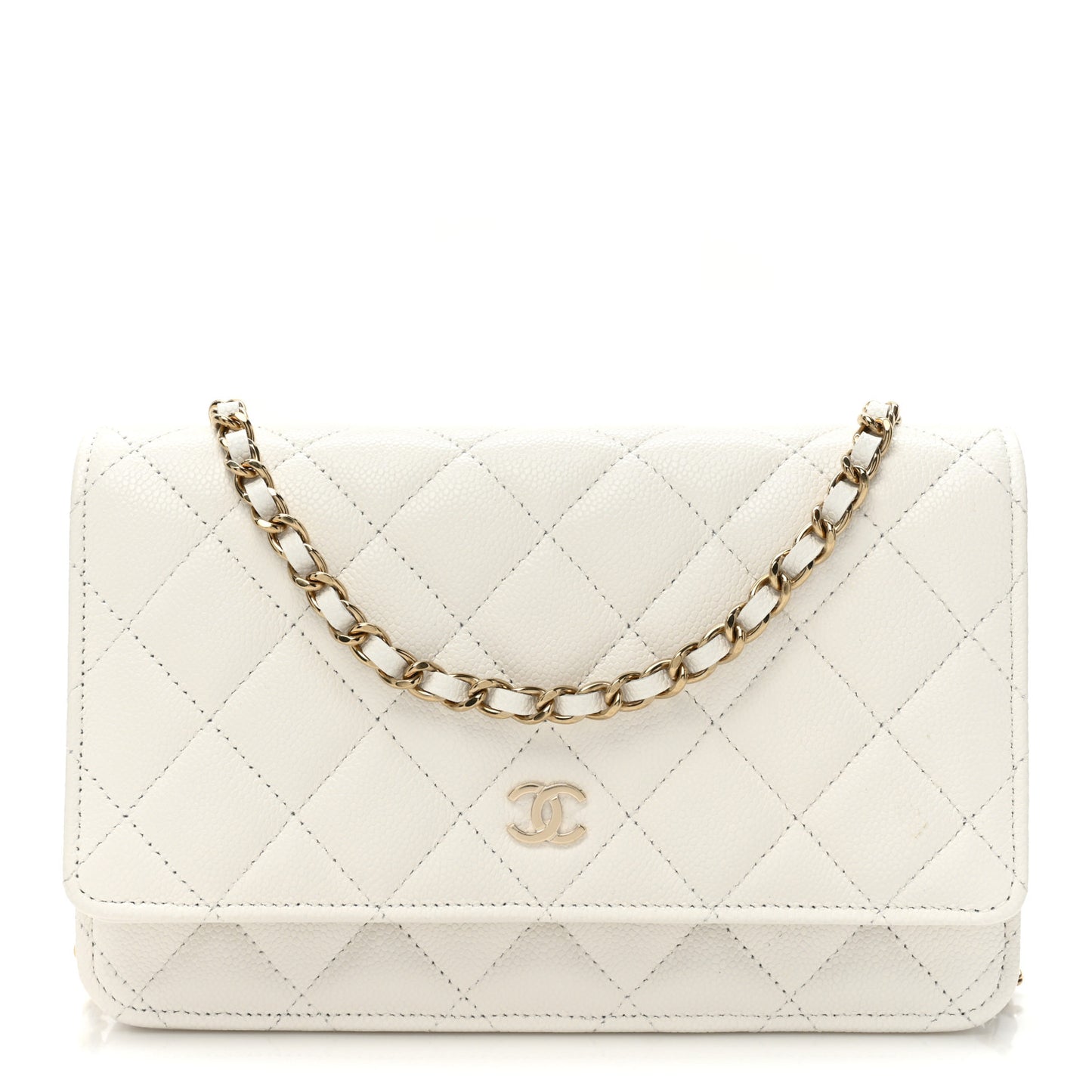 Caviar Quilted Wallet On Chain WOC White