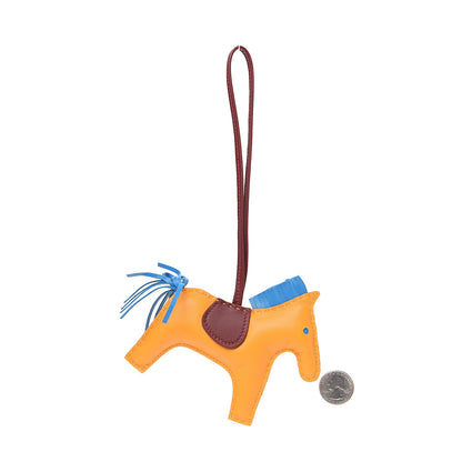 Hermes Milo Lambskin Grigri Rodeo Horse Bag Charm MM Jaune D'Or Bleu Zanzibar Rouge H 2 of 4
