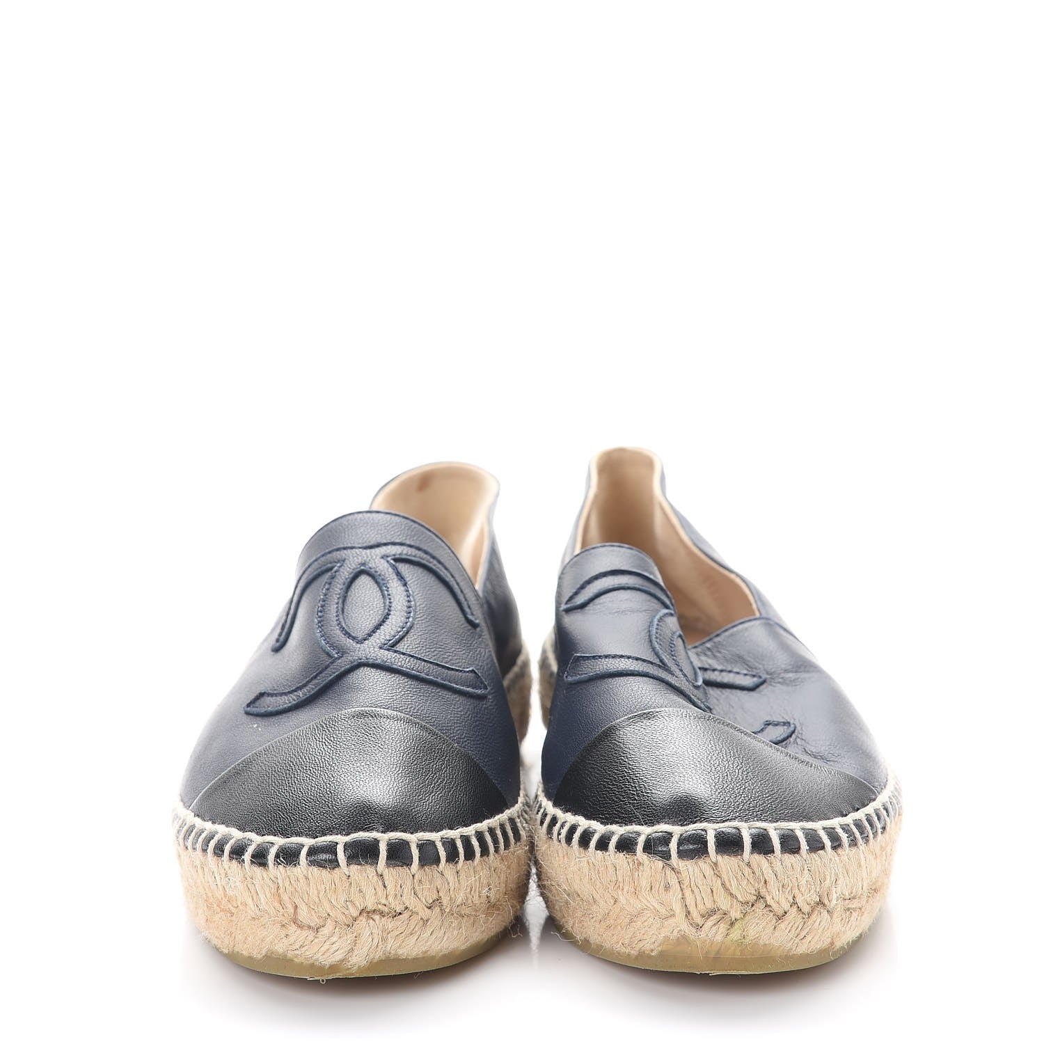 Chanel Lambskin CC Espadrilles 35 Navy Black 2 of 12