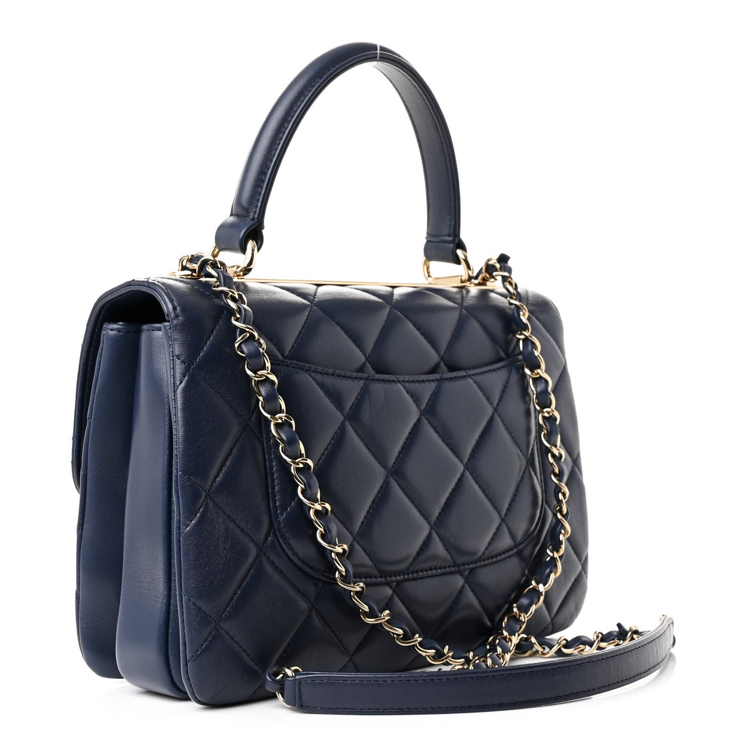 Chanel Lambskin Quilted Small Trendy CC Flap Dual Handle Bag Navy 3 of 13
