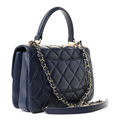 Chanel Lambskin Quilted Small Trendy CC Flap Dual Handle Bag Navy 3 of 13
