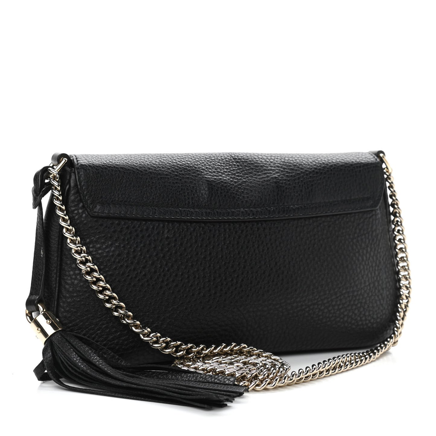 Pebbled Calfskin Medium Soho Flap Crossbody Black