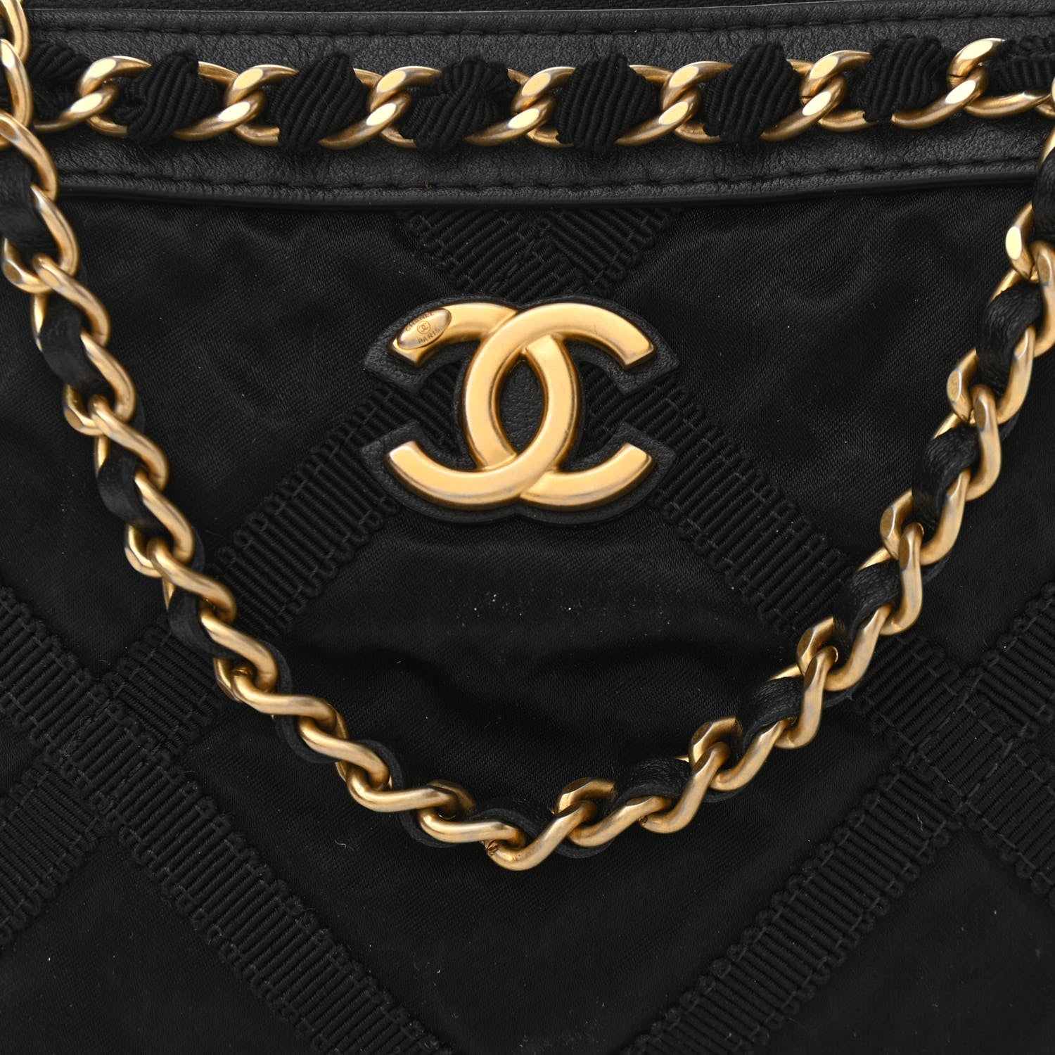 Chanel Nylon Grosgrain Quilted Lifestyle Clutch with Chain Black 7 of 10