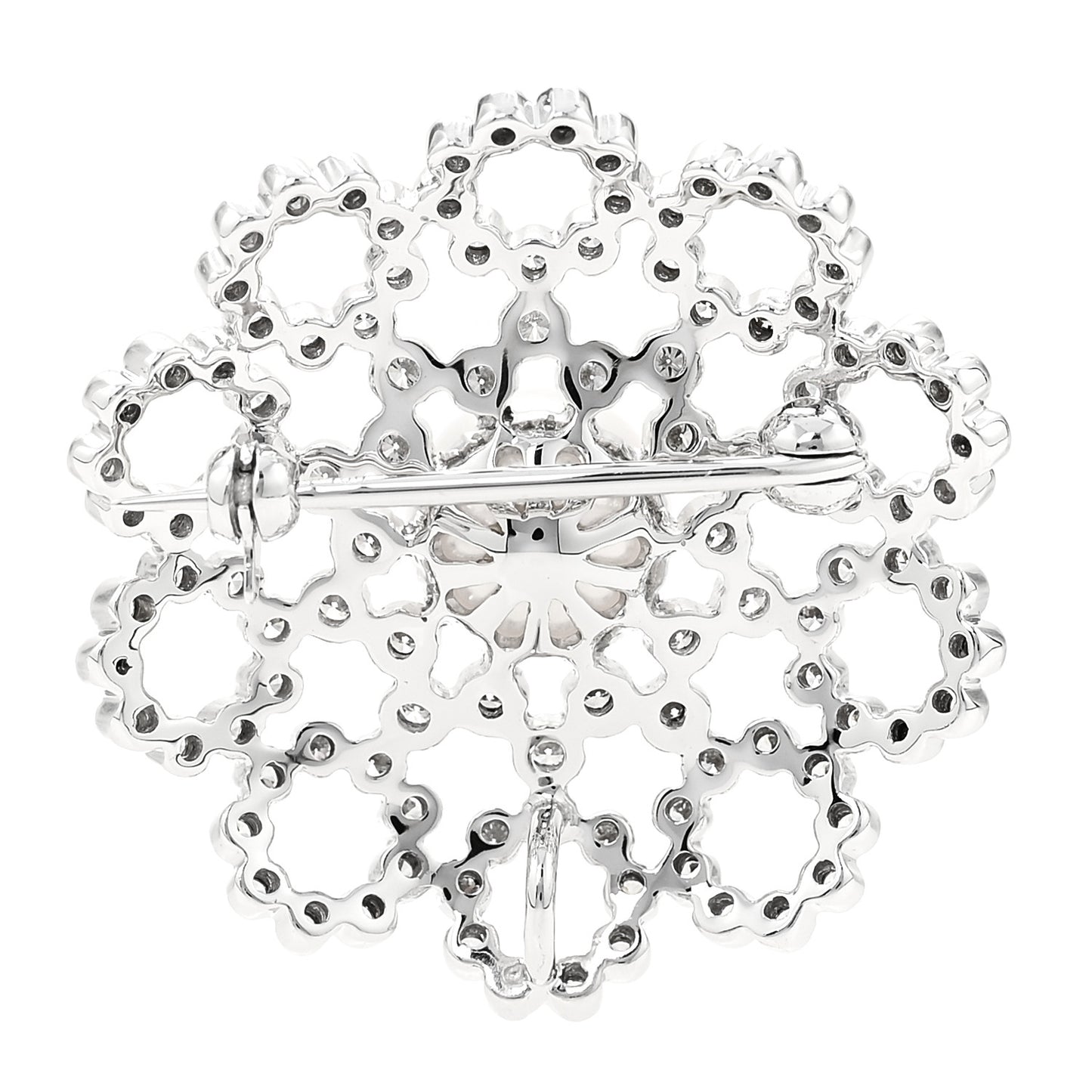 18K White Gold Diamond Pearl Pendant