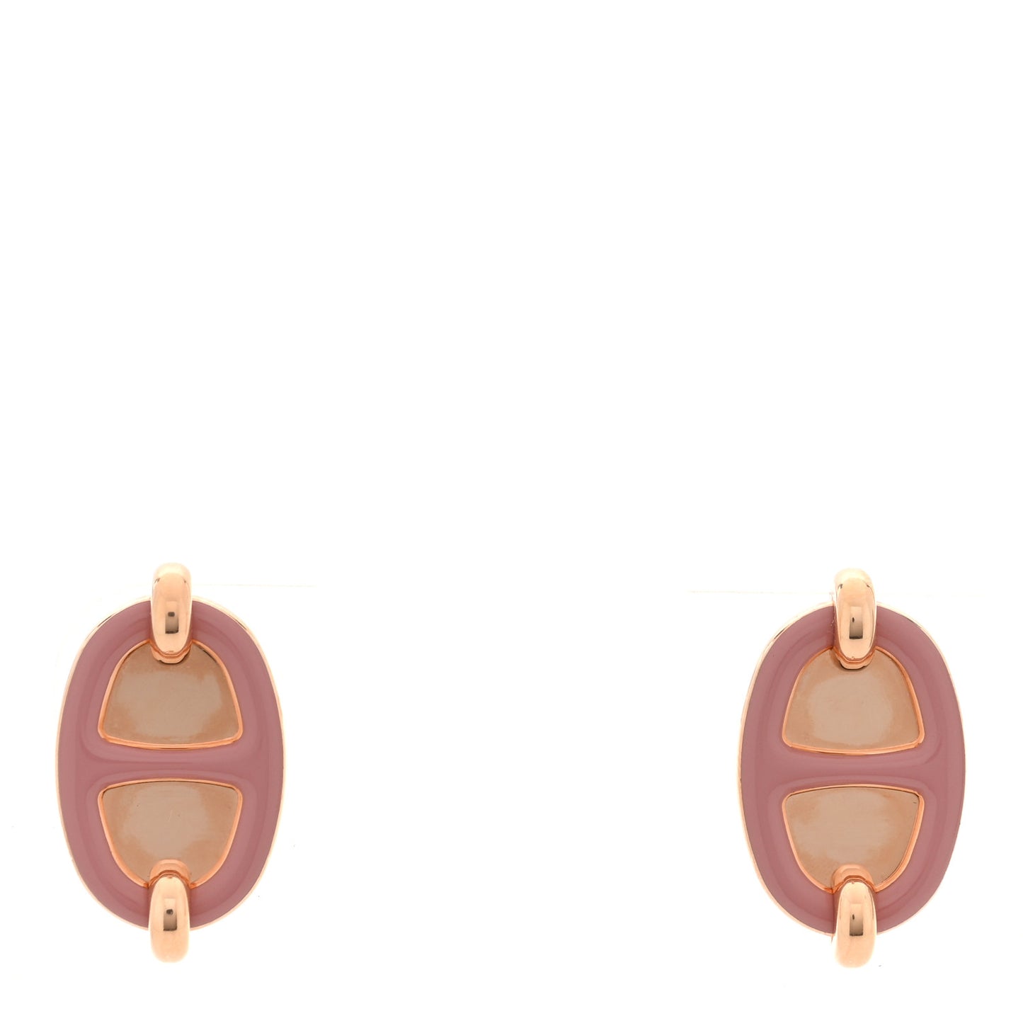 Enamel Mini Maillon Earrings Rose Beaute