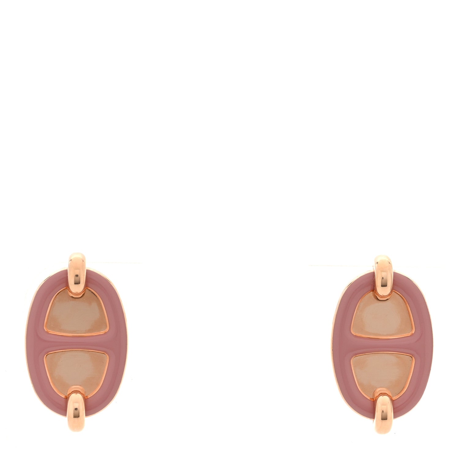 Hermes Enamel Mini Maillon Earrings Rose Beaute 1 of 5