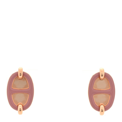 Hermes Enamel Mini Maillon Earrings Rose Beaute 1 of 5