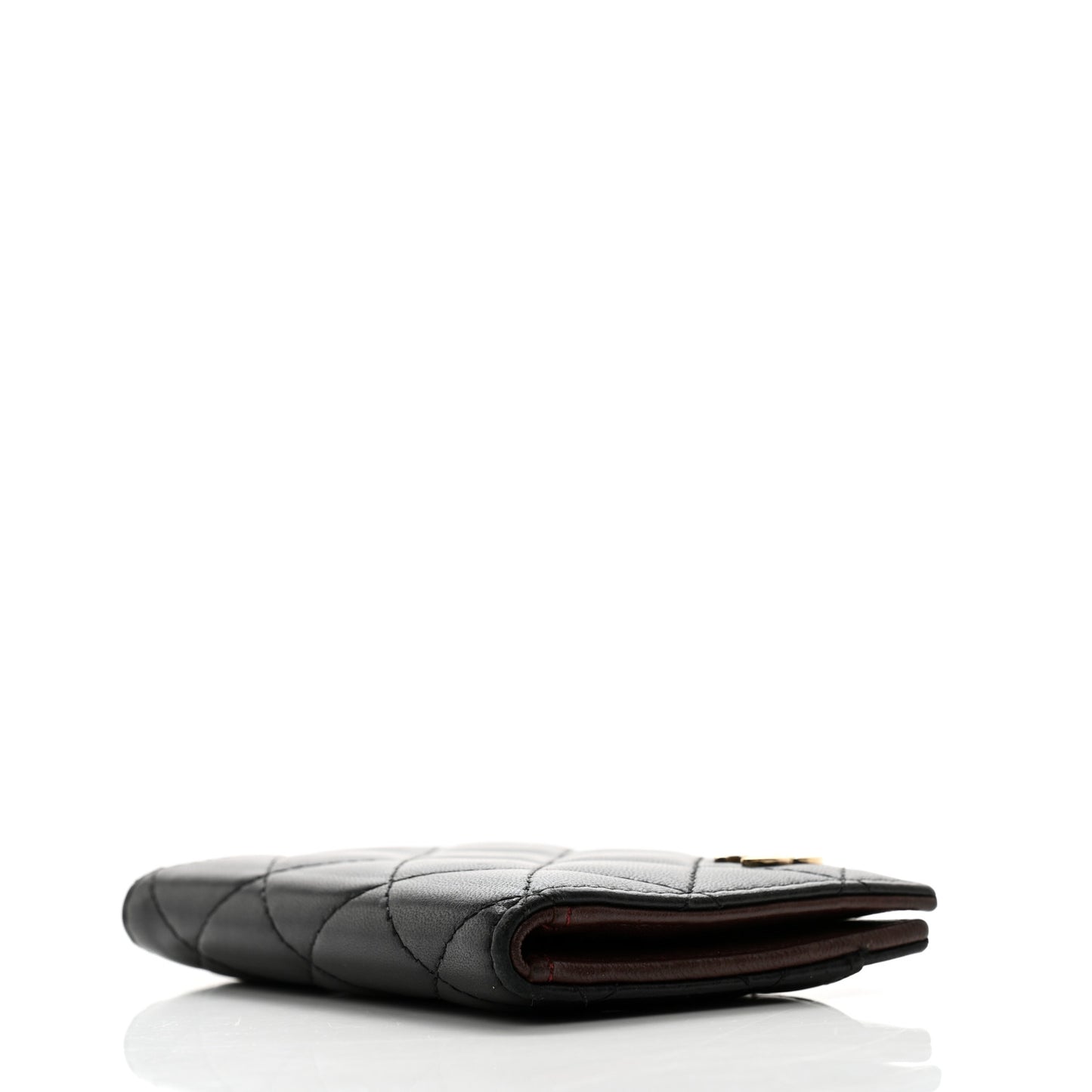 Lambskin Quilted Card Holder Wallet Black