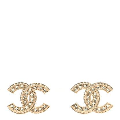 Chanel Crystal Timeless CC Earrings Light Gold 1 of 5