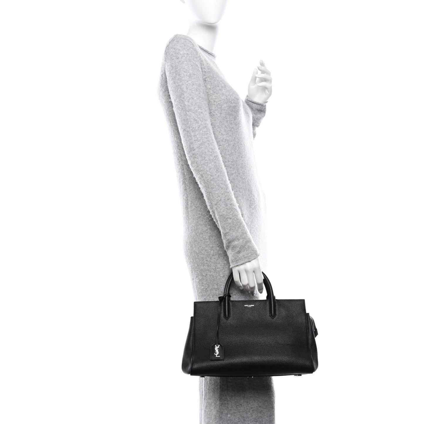 Grained Calfskin Small Cabas Rive Gauche Black