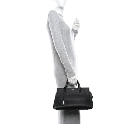 Saint Laurent Grained Calfskin Small Cabas Rive Gauche Black 2 of 10