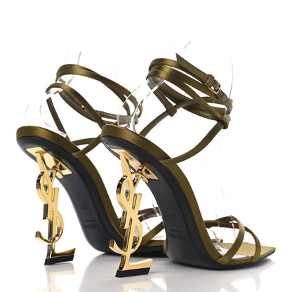 Saint Laurent Crepe Satin Opyum 110 Sandals 38.5 Cuba Gold 5 of 9