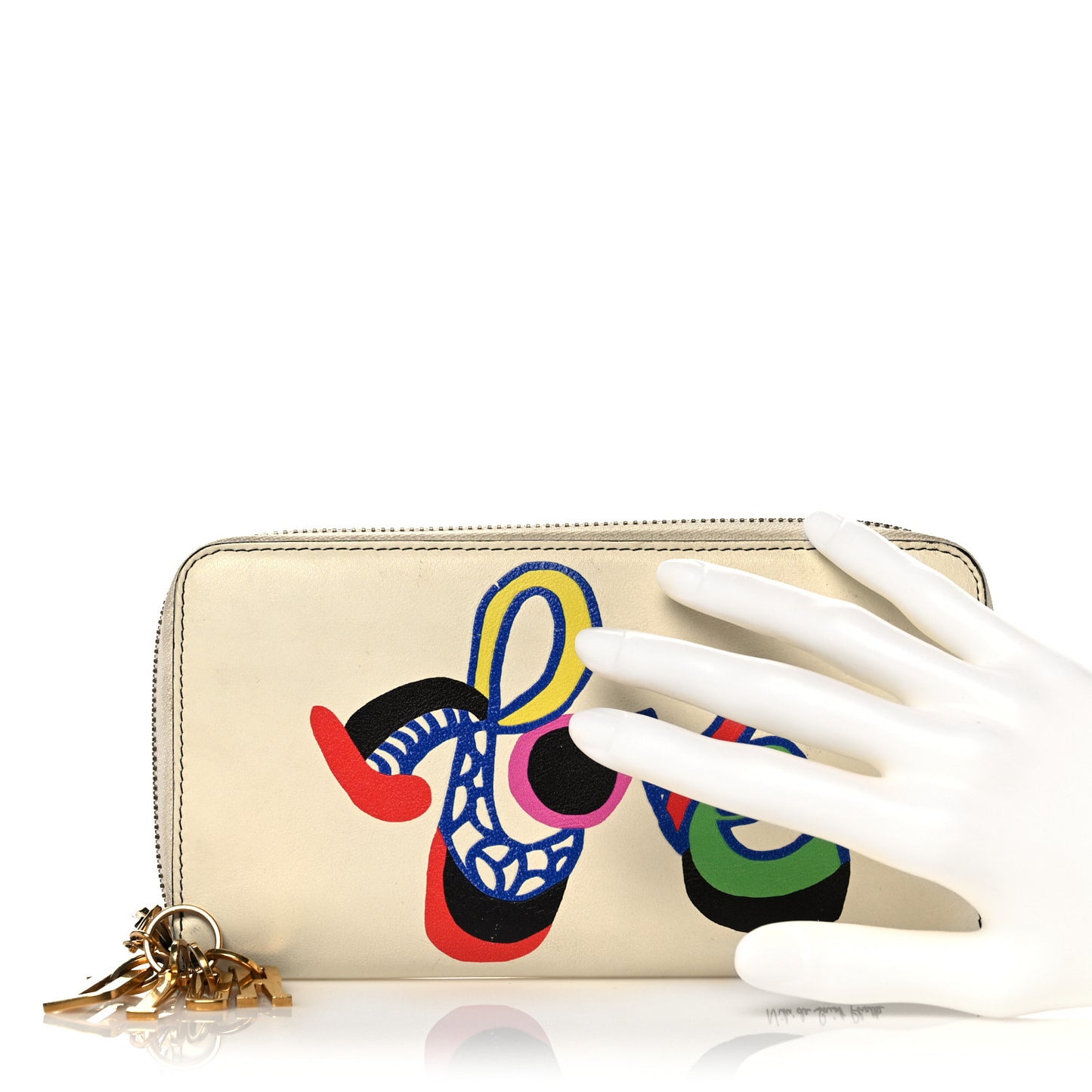 Calfskin Niki De Saint Phalle Love Zip Around Wallet Off White