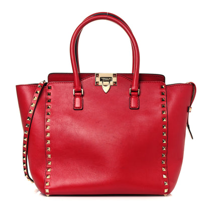 Valentino Garavani Vitello Rockstud Double Handle Tote Red 1 of 16