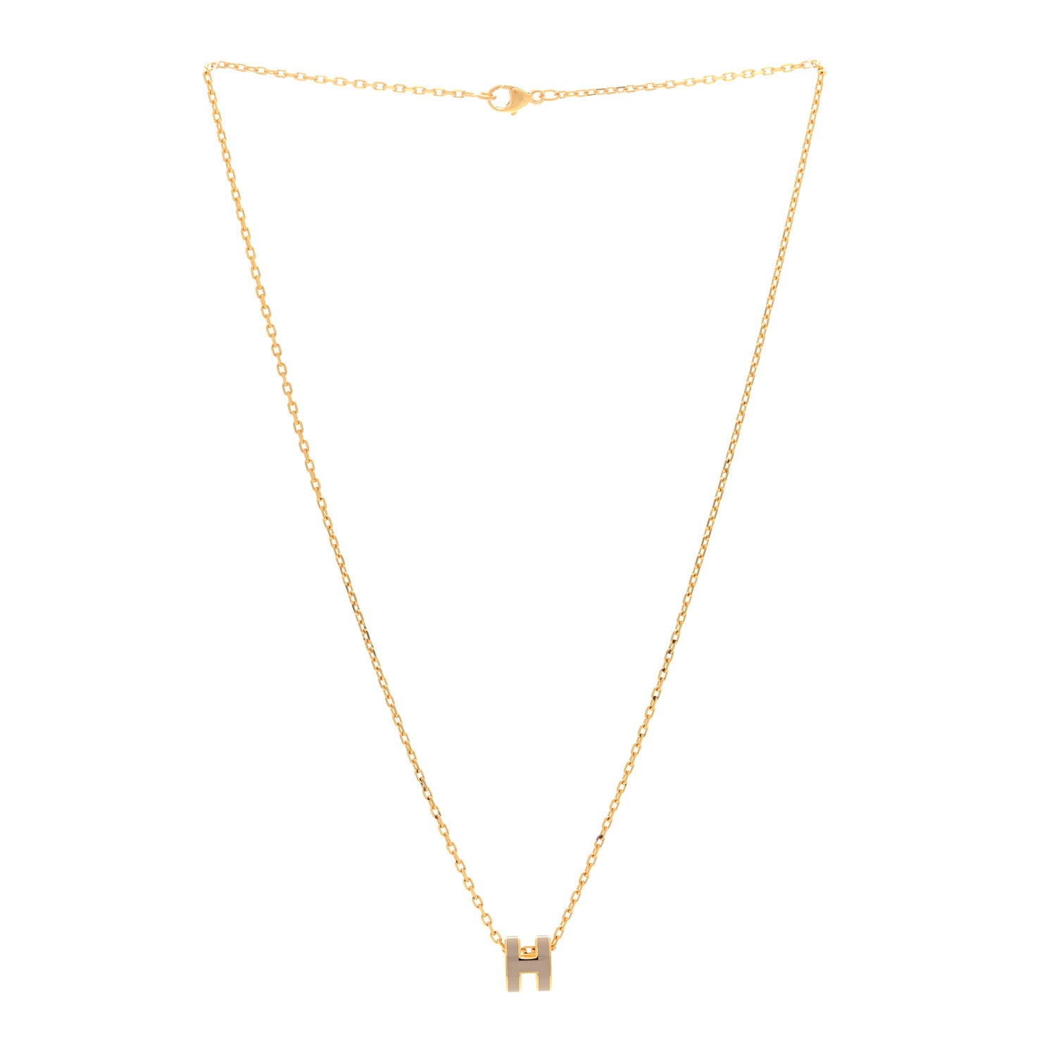 Hermes Lacquered Gold Mini Pop H Pendant Necklace Marron Glace 2 of 4