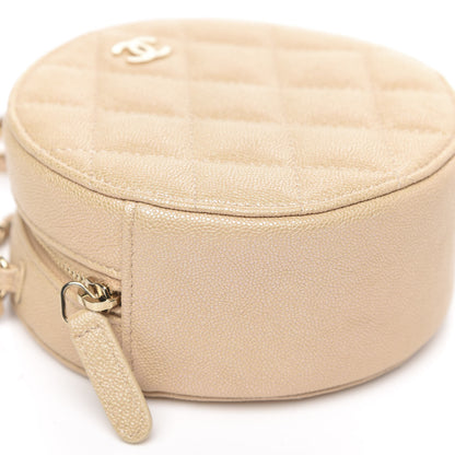 Chanel Iridescent Caviar Quilted Round Clutch With Chain Beige 8 of 10