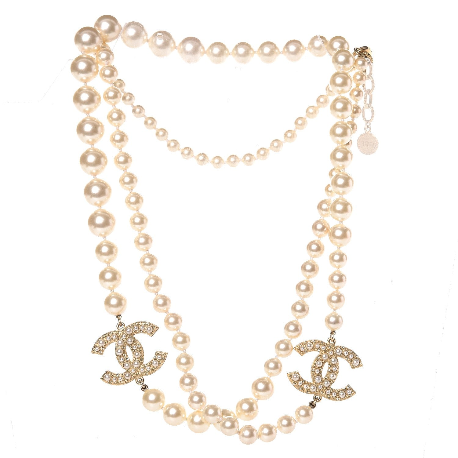 Chanel Pearl CC Long Necklace Light Gold 3 of 5