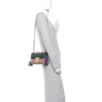 Gucci Snakeskin Small Padlock Shoulder Bag Green Pink Purple 2 of 11