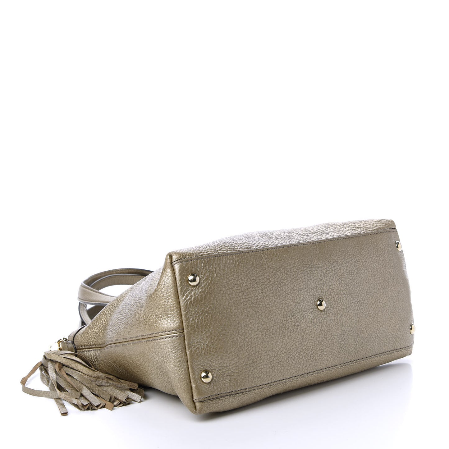 Metallic Cellarius Calfskin Small Soho Top Handle Satchel Golden Beige
