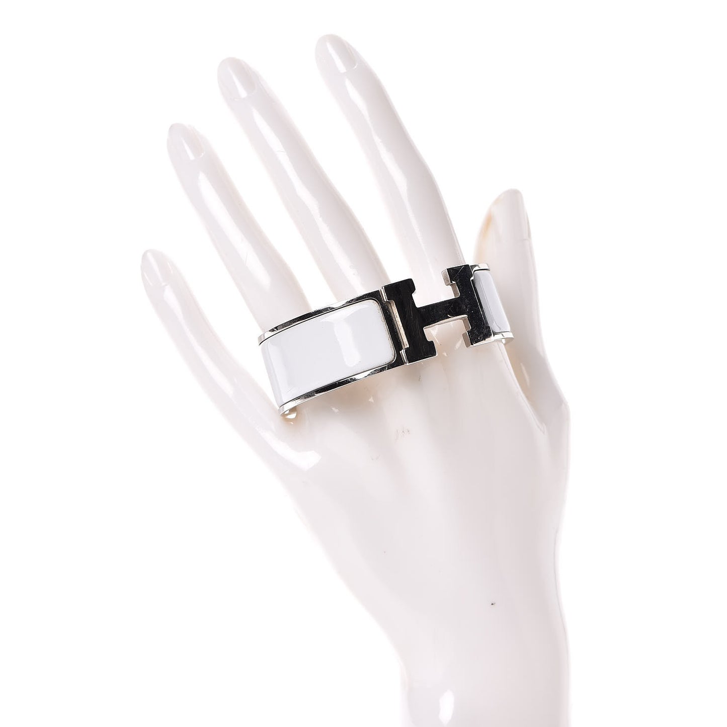 Enamel Wide Clic Clac H Bracelet PM White