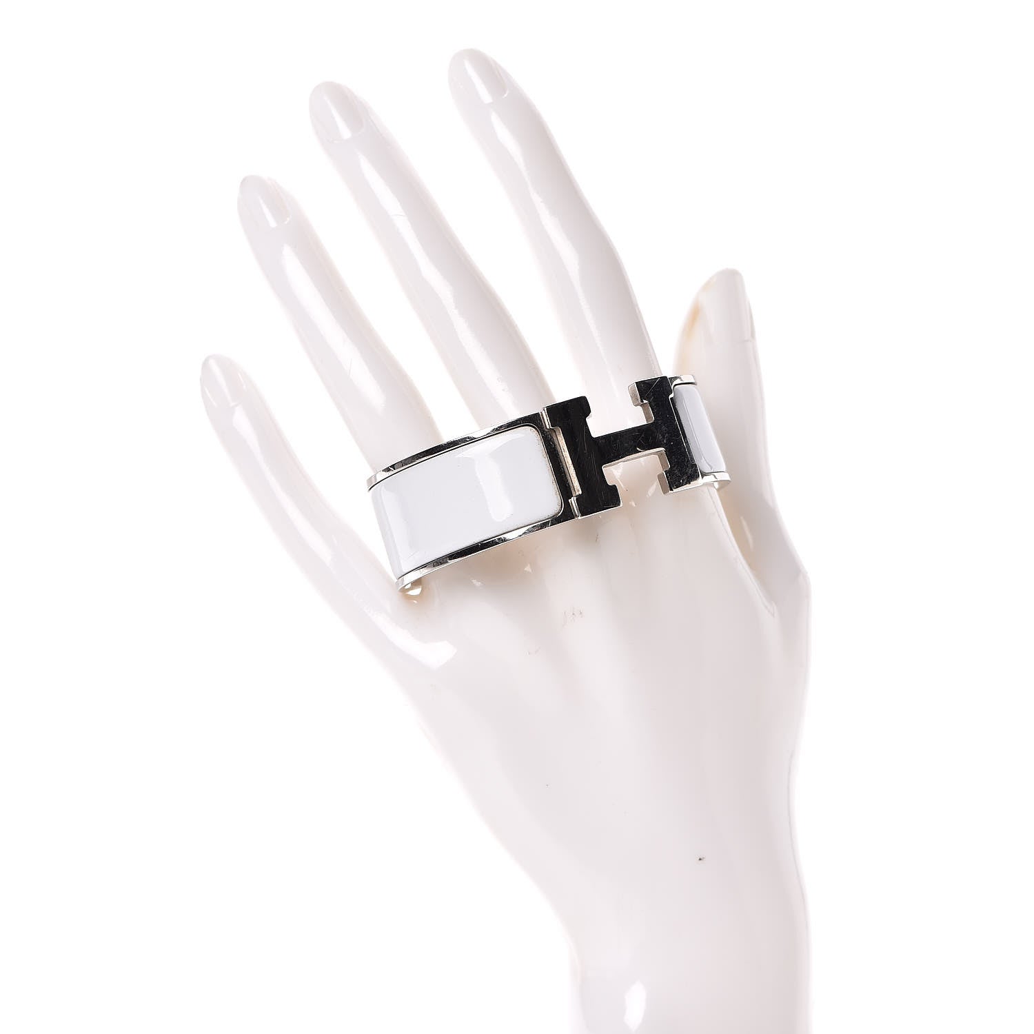 Hermes Enamel Wide Clic Clac H Bracelet PM White 2 of 5