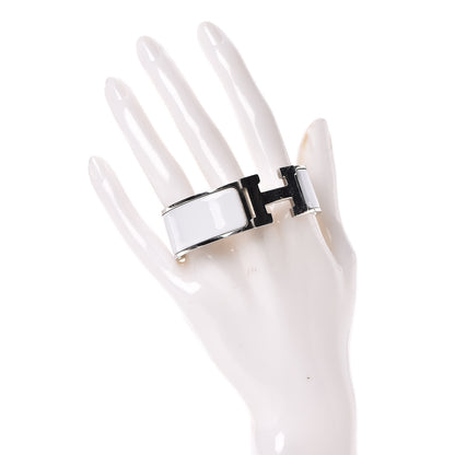 Hermes Enamel Wide Clic Clac H Bracelet PM White 2 of 5