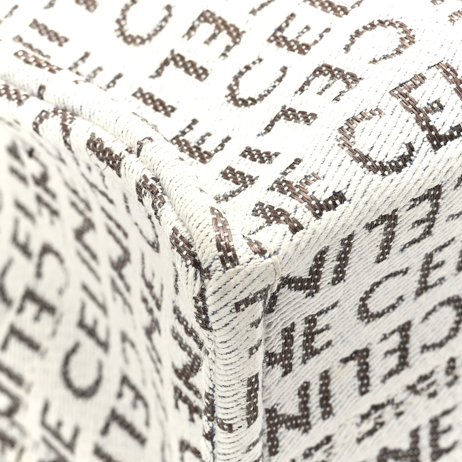 Celine Canvas Calfskin All Over Print Small Cabas Thais White Tan 9 of 10