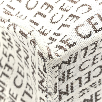 Celine Canvas Calfskin All Over Print Small Cabas Thais White Tan 9 of 10