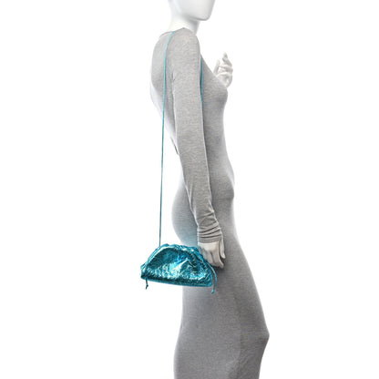 Bottega Veneta Metallic Crushed Calfskin The Mini Pouch Sky Blue 2 of 9