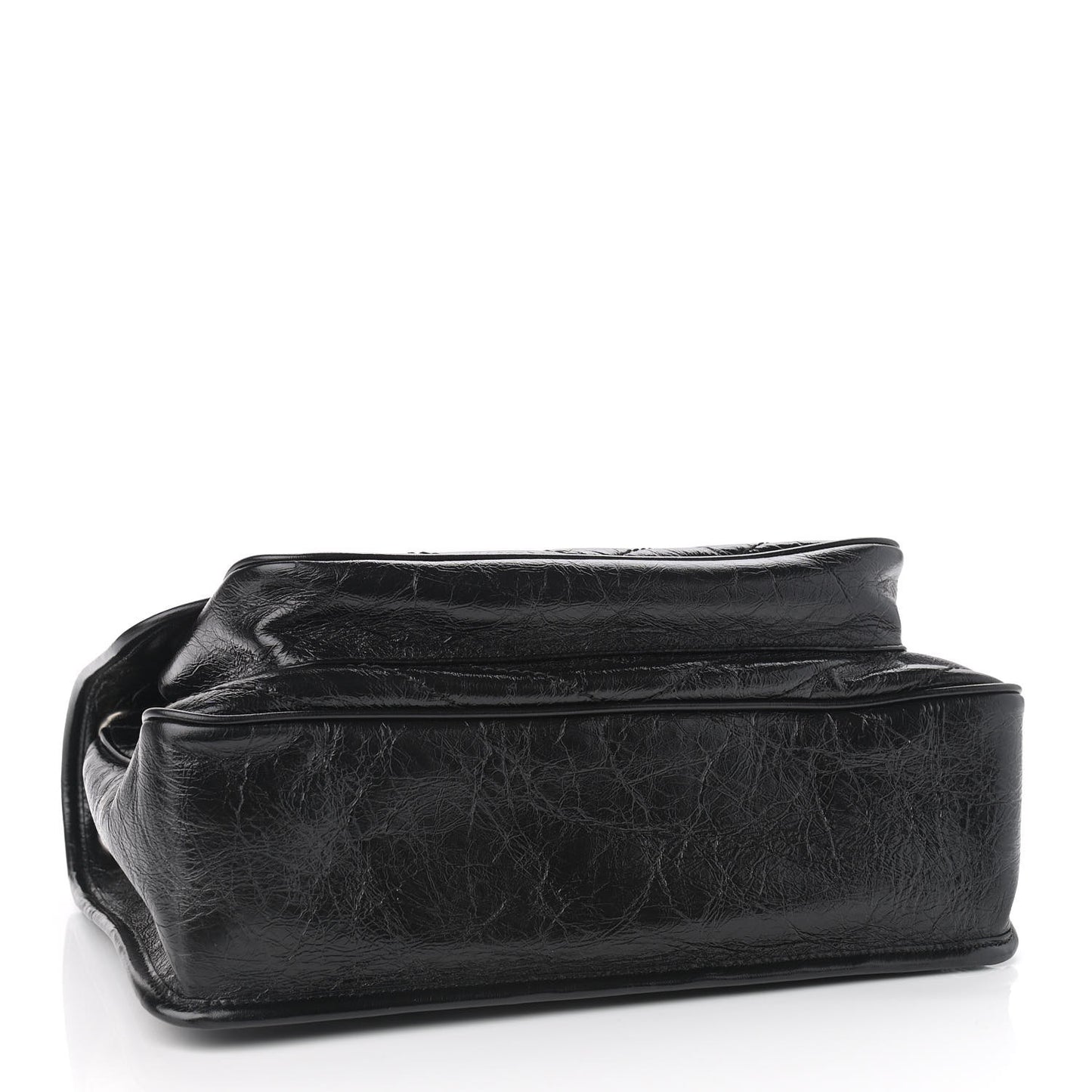 Crinkled Calfskin Matelasse Monogram Large Niki Chain Satchel Black