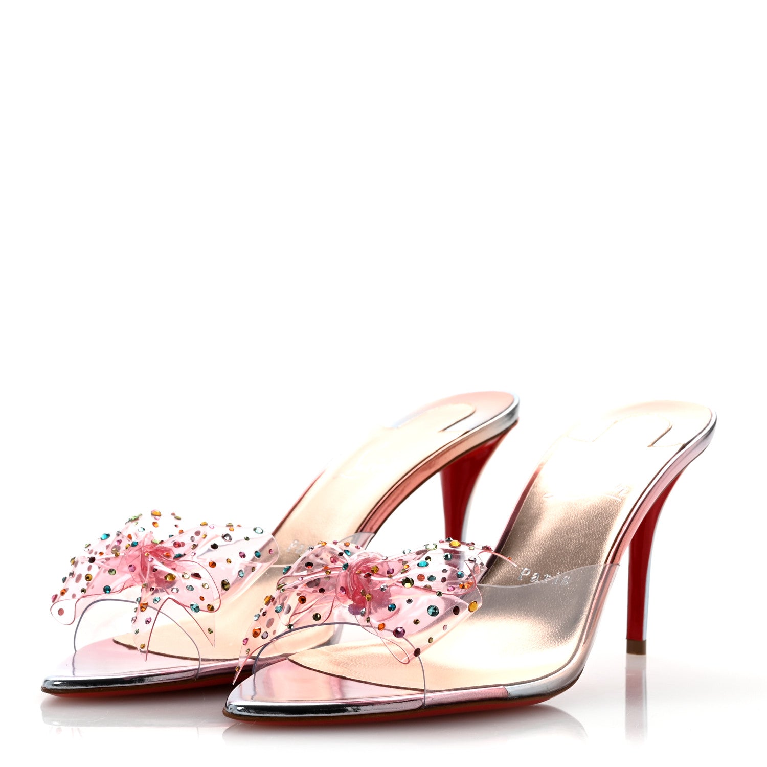 Christian Louboutin PVC Crystal Aqua Strass 80 Mules 41 Silver Multicolor 4 of 9