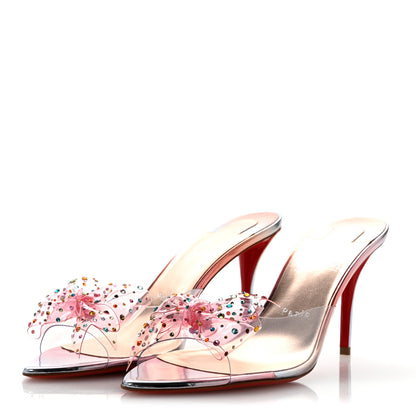 Christian Louboutin PVC Crystal Aqua Strass 80 Mules 41 Silver Multicolor 4 of 9