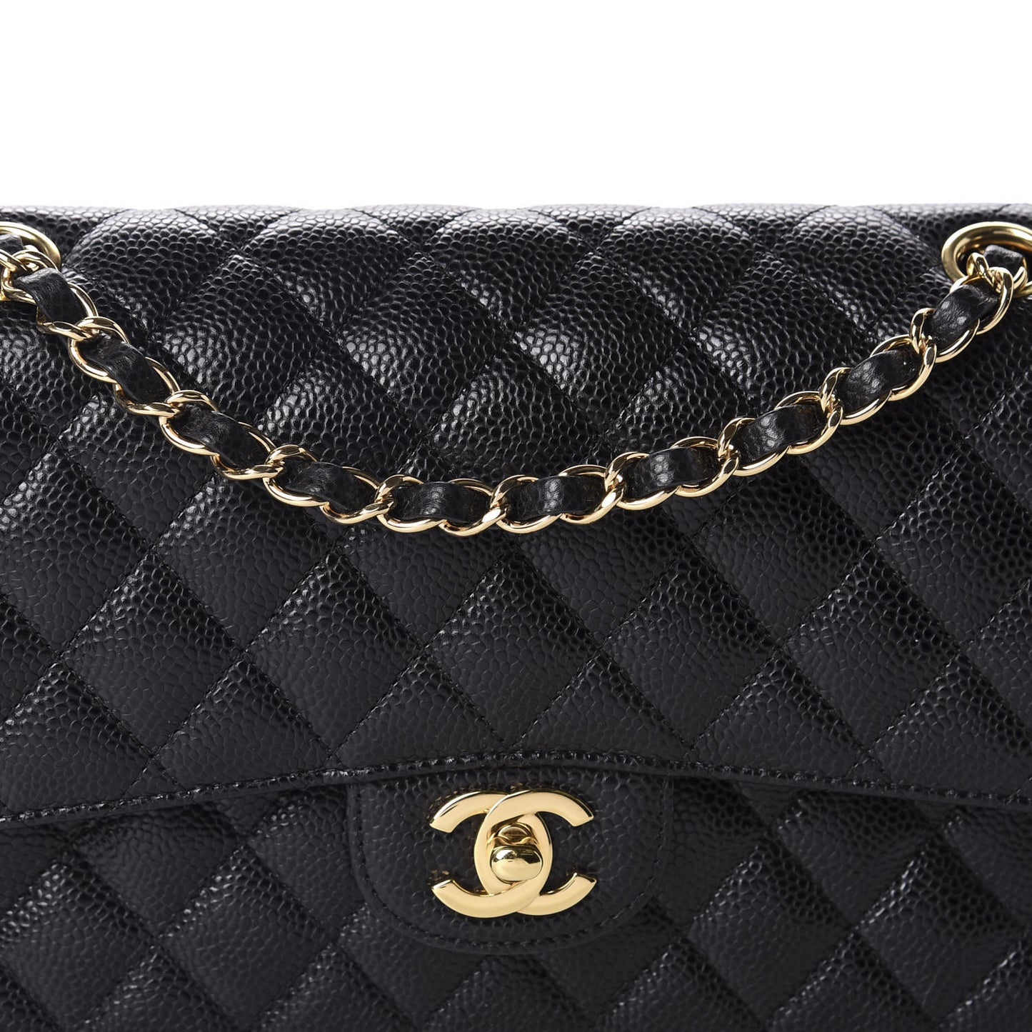 Caviar Quilted Medium Double Flap Black