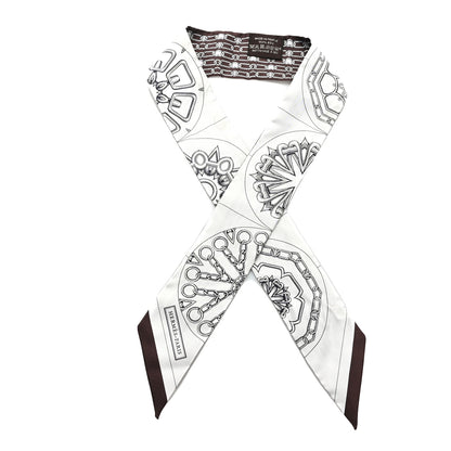 Hermes Silk Effet Kaleidoscope Twilly White Anthracite Marron 1 of 5