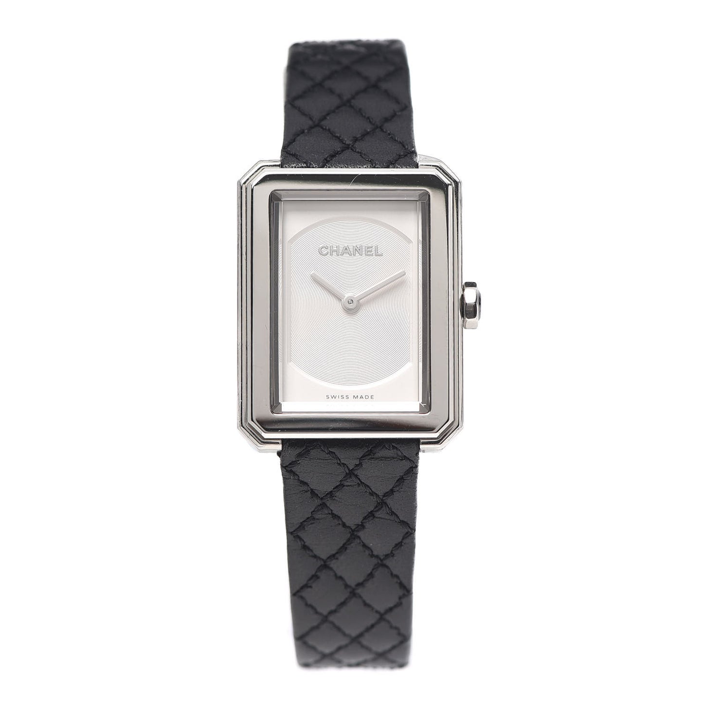 Stainless Steel Calfskin 21mm Boy-Friend Quilt Quartz Watch Black