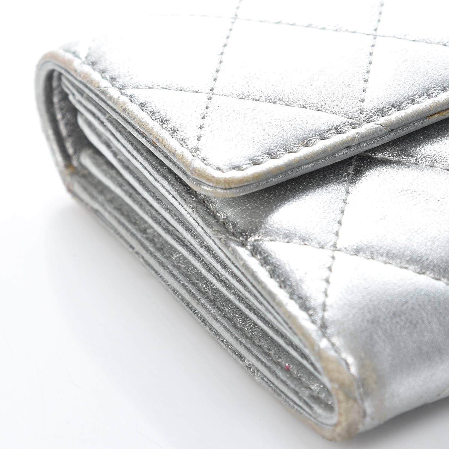 Chanel Metallic Lambskin Quilted Large Gusset Flap Wallet Silver 9 of 15