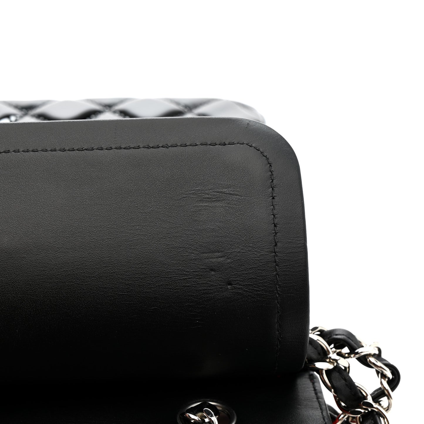 Patent Calfskin Quilted Bi-Color Medium Double Flap Black Red