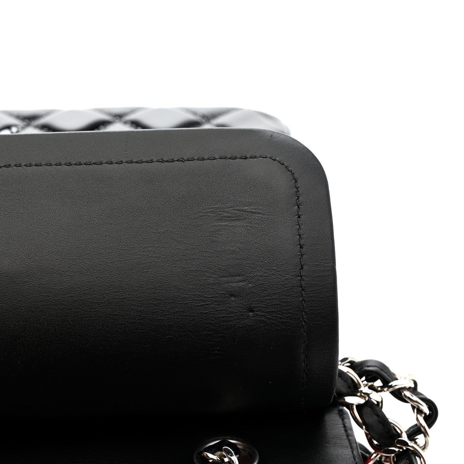 Chanel Patent Calfskin Quilted Bi-Color Medium Double Flap Black Red 11 of 13