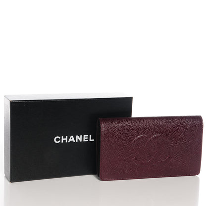 Chanel Caviar Yen CC Wallet Dark Red 5 of 9