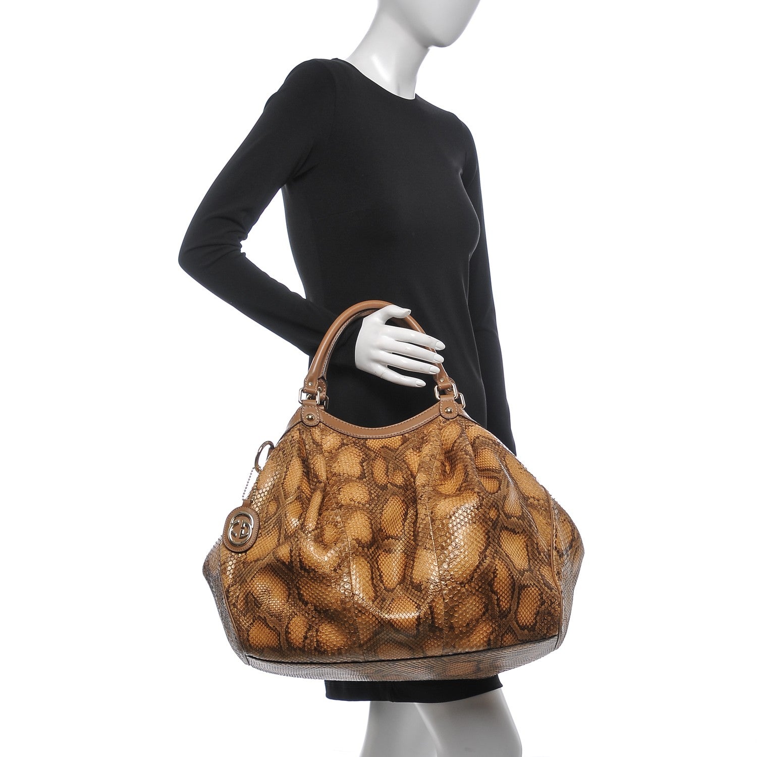 Gucci Python Large Sukey Tote Brown 2 of 7