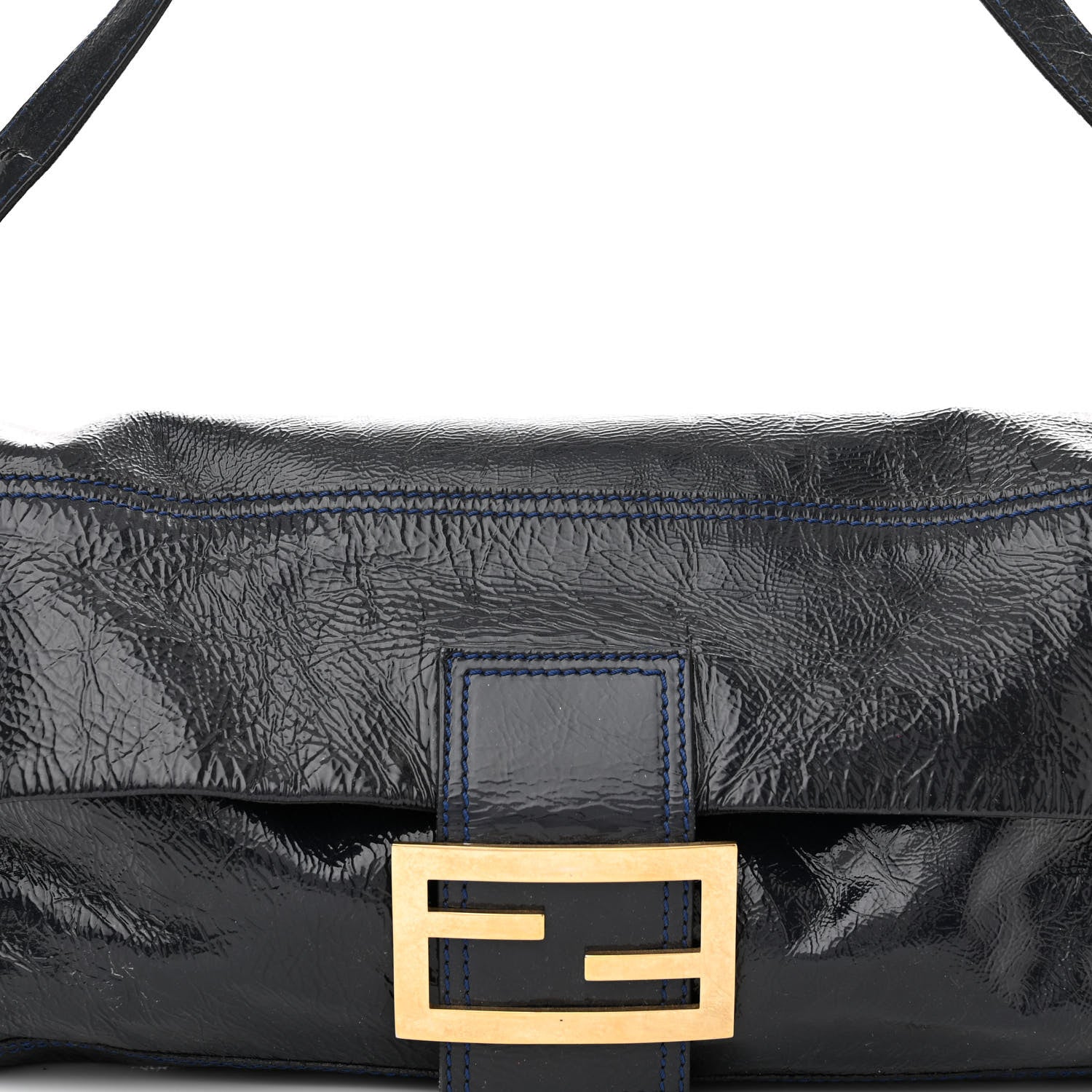 Fendi Vitello Naplak Large Convertible Baguette Blue 7 of 9