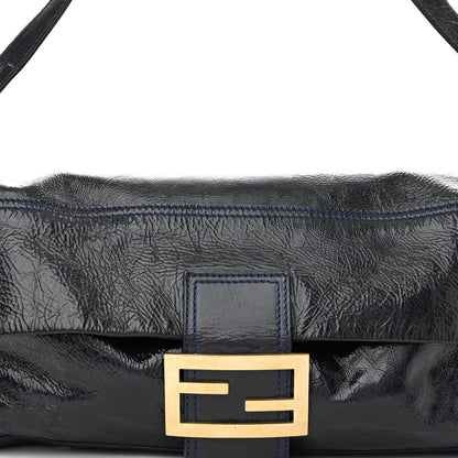 Fendi Vitello Naplak Large Convertible Baguette Blue 7 of 9