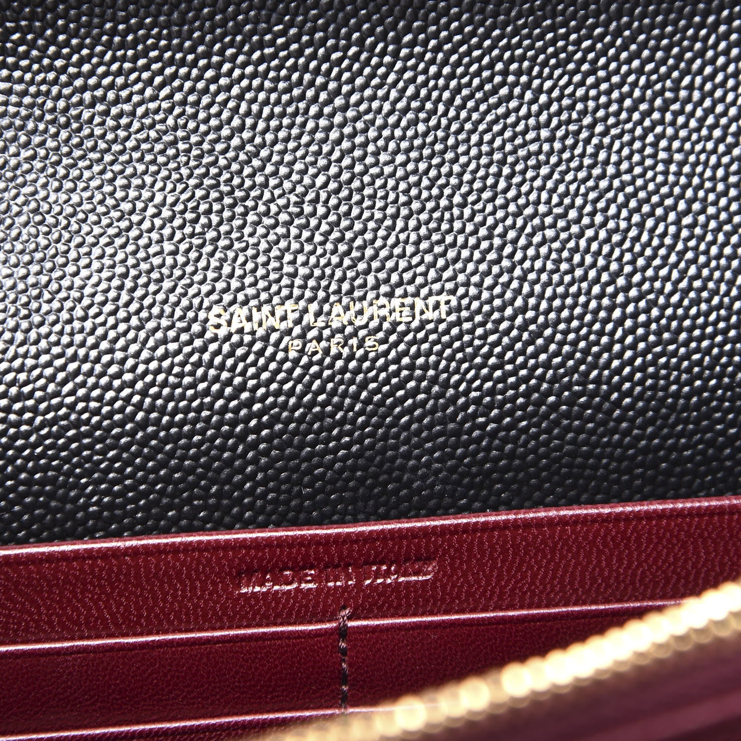Saint Laurent Grain De Poudre Monogram Cassandra Chain Wallet Black Rouge Legion 9 of 12