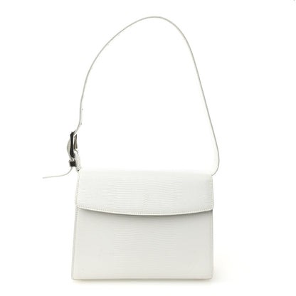 Balenciaga Patent Calfskin Lizard Embossed Medium Ghost Shoulder Bag Optic White 1 of 12