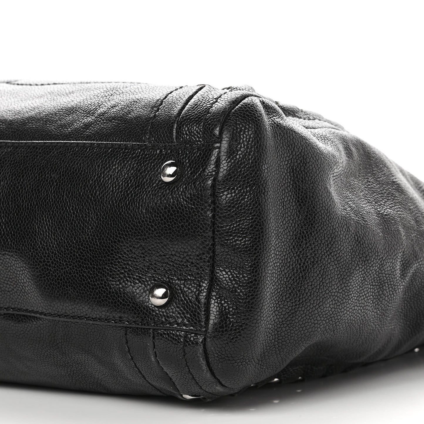 Glazed Caviar Modern Chain Tote Black
