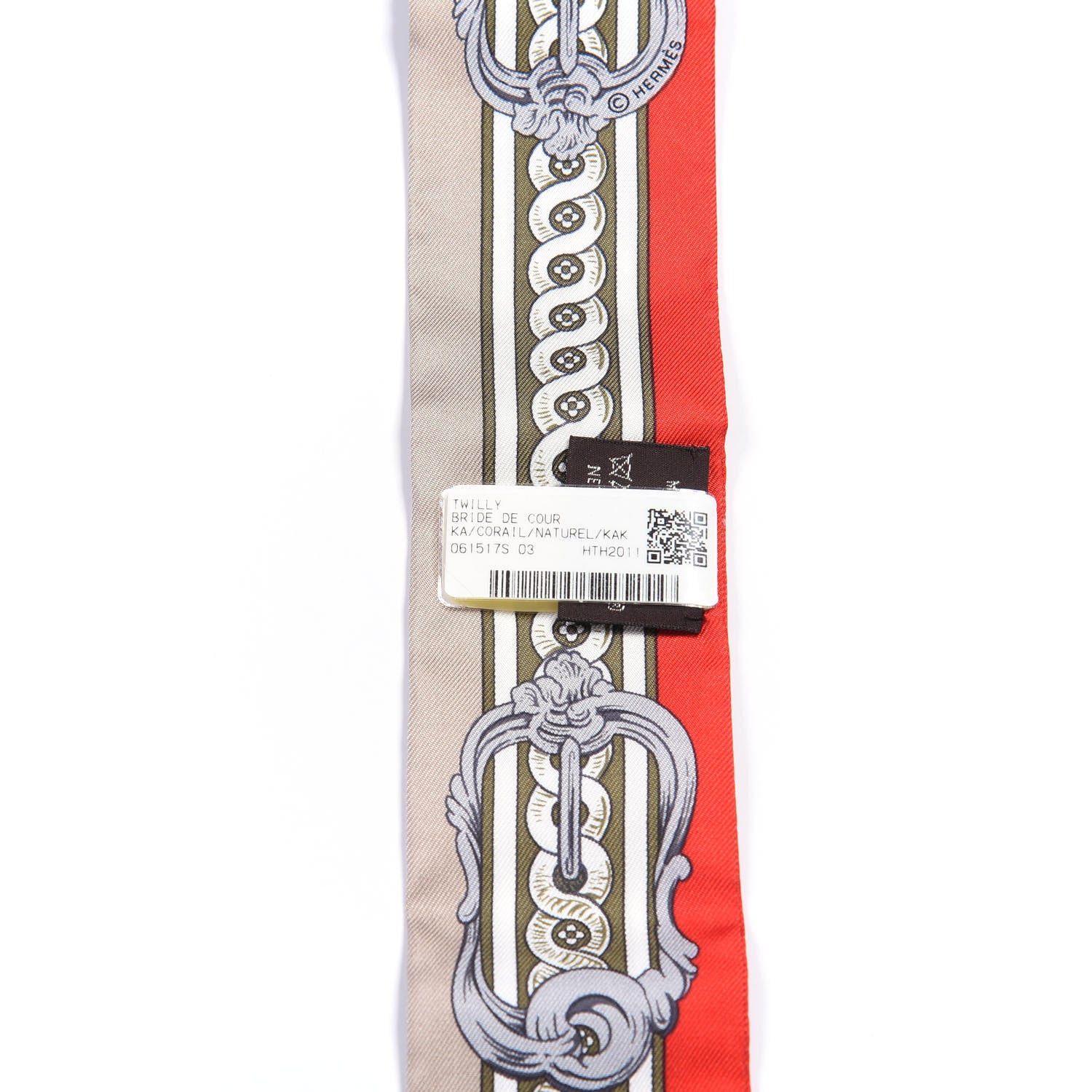 Hermes Silk Bride De Cour Twilly Corail Naturel Kaki 2 of 4