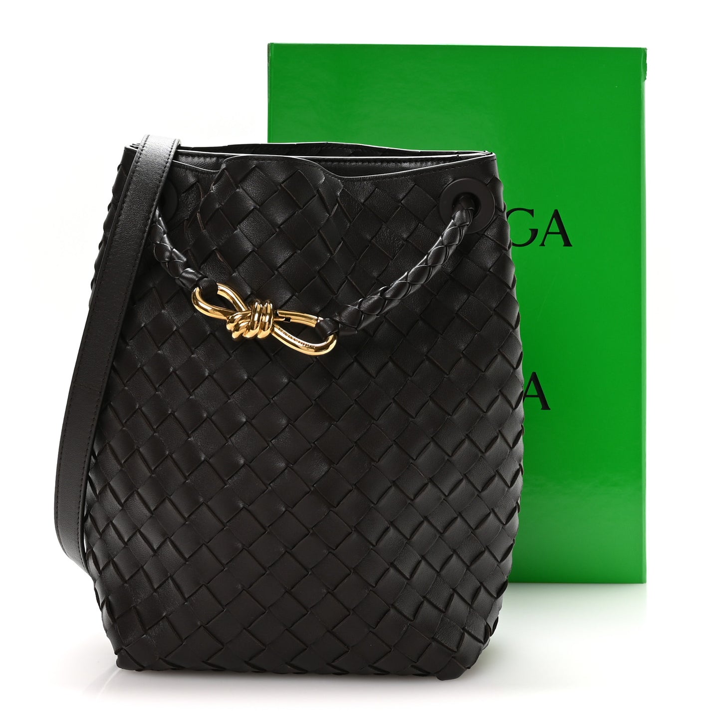 Nappa Intrecciato Small Andiamo Bucket Bag Fondant