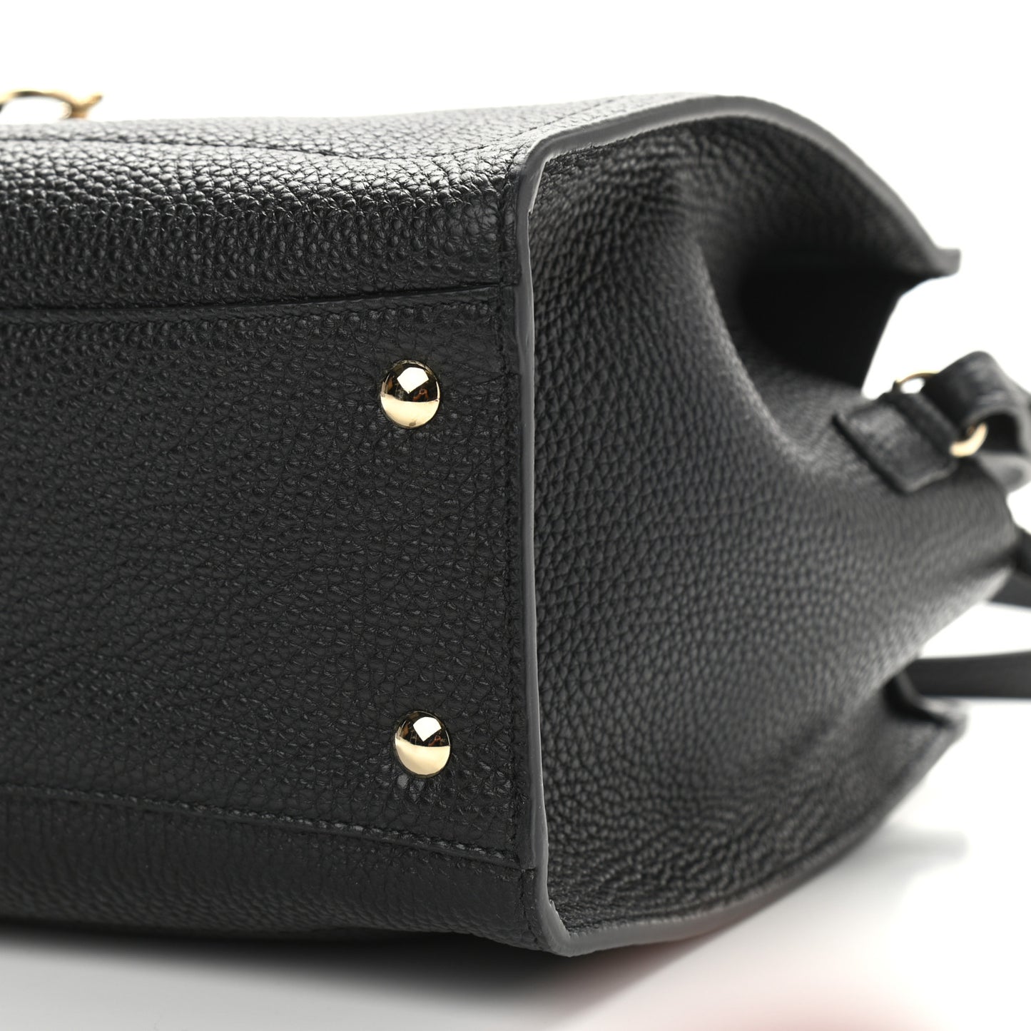 Hammered Calfskin Double Handle Small Amy Tote Black