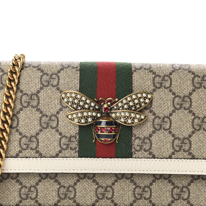 Gucci GG Supreme Monogram Web Queen Margaret Chain Wallet White 9 of 10